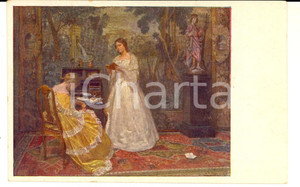 Cartolina originale da collezione 1920 ARTE Passatempi per due damigelle Cartolina postale ILLUSTRATA FP 1