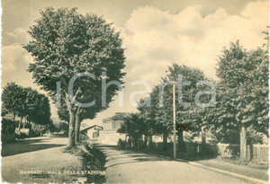 Cartolina originale da collezione 1951 MARRADI FI veduta del Viale della Stazione Cartolina FG VG 1