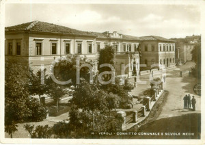 Cartolina originale da collezione 1937 VEROLI FR Convitto comunale e scuole medie Cartolina ANIMATA FP VG 1