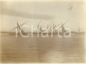 Fotografia d epoca originale 1892 ALGER ALGERIA Barche d pesca in partenza Fotografia cm 11 x 8 1
