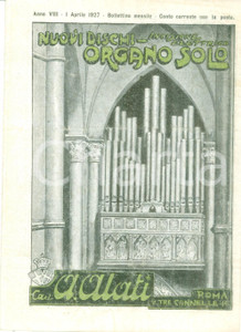 Materiale pubblicitario d’epoca Aprile 1927 ROMA Ditta Cav. ALATI Dischi organo solo Listino mensile ILLUSTRATO 1