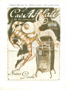 Materiale pubblicitario d’epoca Febbraio 1928 ROMA Ditta Cav. ALATI Nuovi dischi Listino mensile ILLUSTRATO 1