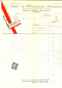 Documento originale, autentico 1936 TRIESTE Stabilimento di Medicazione Antisettica C. GIOVANELLA Fattura 1