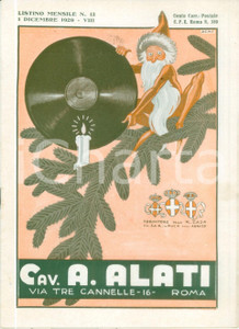 Materiale pubblicitario d’epoca Dicembre 1929 ROMA Ditta Cav. ALATI Nuovi dischi di NATALE Listino ILLUSTRATO 1