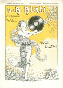 Materiale pubblicitario d’epoca Maggio 1928 ROMA Ditta Cav. ALATI Nuovi dischi Listino mensile ILLUSTRATO 1