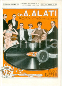 Materiale pubblicitario d’epoca Novembre 1929 ROMA Ditta Cav. ALATI Nuovi dischi Listino mensile ILLUSTRATO 1