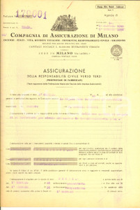 Documento originale, autentico 1948 CODOGNO COMPAGNIA DI ASSICURAZIONE DI MILANO Assicurazione TOMASETTI 1