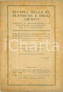 Giornale, rivista storica 1905 RIVISTA BIBLIOTECHE E ARCHIVI Guido BIAGI Biblioteche passate nell avvenire 1