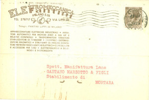 Cartolina originale da collezione 1958 MILANO Elettromeccanica FANTINI Apparecchiature industriali Cartolina FG VG 1