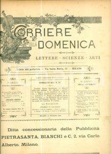 Giornale, rivista storica 1892 CORRIERE DELLA DOMENICA Ferruccio CUSINATI Tradita Rivista letteraria 1