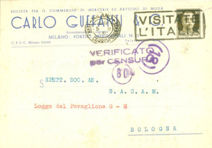 Cartolina originale da collezione 1941 MILANO Carlo GUFFANTI & C. Mercerie articoli di moda Cartolina FG VG 1
