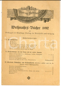 Libro, pubblicazione d epoca 1892 LEIPZIG Weihnachts Bucher aus DELHAGEN & KLAFING Verlag 28 pp. 1
