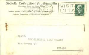 Cartolina originale da collezione 1939 MILANO SocietÃ  Costruzioni BRAMBILLA Cartolina commerciale FG VG 1