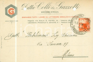Cartolina originale da collezione 1947 REGGIO EMILIA Lattoniere Idraulico Ditta COLLI & GAZZOTTI Cartolina FG VG 1