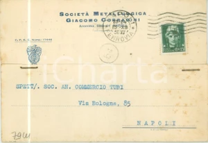Cartolina originale da collezione 1936 NAPOLI SocietÃ  Metallurgica Giacomo CORRADINI Cartolina commerciale FG VG 1