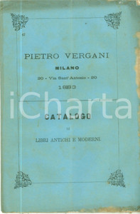 Libro, pubblicazione d epoca 1883 TORINO Libreria Pietro VERGANI Catalogo Libri antichi e moderni 1