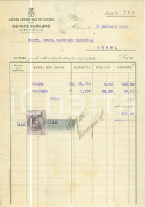 Documento originale, autentico 1925 MILANO Azienda Consorziale dei Consumi Fattura per polpa e vitello 1