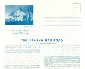 Materiale pubblicitario d’epoca 1980 ca THE ALASKA RAILROAD Story of the McKINLEY PARK ROUTE Opuscolo 1