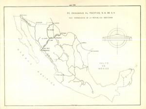 Mappa, planimetria storica 1968 CHIHUAHUA MESSICO Red Ferroviaria de la Republica Mexicana Mappa 1