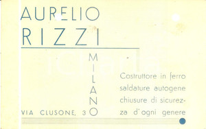 Documento originale, autentico 1940 MILANO Aurelio RIZZI Costruttore ferro saldature Cartoncino pubblicitario 1