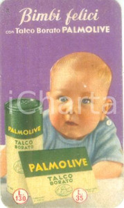 Materiale pubblicitario d’epoca 1935 ca PALMOLIVE Bimbi felici con talco borato Cartoncino pubblicitario 4 x 7 1