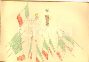 Documento originale, autentico 1940 ca Album disegni bambina Maria Elena REINA ILLUSTRATO 32 pp. 24x17 cm 1