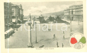 Cartolina originale da collezione 1919 TRIESTE Veduta della Piazza Grande Cartolina ANIMATA FP NV 1