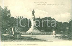 Cartolina originale da collezione 1905 ca CASALE MONFERRATO AL Giardino pubblico e monumento a Giovanni LANZA 1