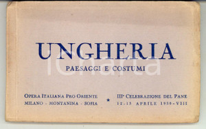 Materiale pubblicitario d’epoca 1930 Opera Italiana PRO ORIENTE UNGHERIA Paesaggi e costumi Album 18 cartoline 1