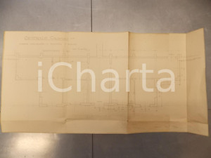 Mappa, planimetria storica 1935 ca MILANO Centrale COLOMBO Progetto pianta I piano Architetto Luigi BIRI 1