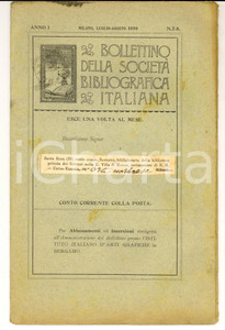 Giornale, rivista storica 1898 Bollettino SOCIETA  BIBLIOGRAFICA ITALIANA Riunione di Torino nÂ° 78 1
