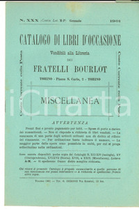 Libro, pubblicazione d epoca 1901 TORINO Catalogo libreria FRATELLI BOURLOT Libri occasione n°XXX Miscellanea 1