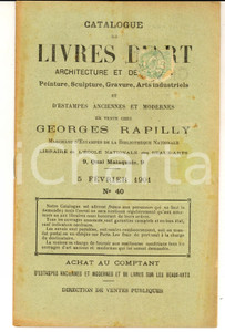 Giornale, rivista storica 1901 PARIS Librairie Georges RAPILLY  Livres et estampes Catalogue 40 1