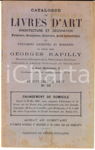 Giornale, rivista storica 1897 PARIS Librairie GEORGES RAPILLY Catalogue de livres d art et estampes n°25 1