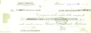 Documento originale, autentico 1942 MILANO Stabilimenti chimico farmaceutici CARLO ERBA Lettera accreditamento 1