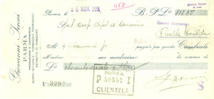 Documento originale, autentico 1939 PARMA Giovanni IENNI Produzione e commercio Burro naturale Cambiale 1