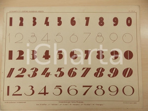 Stampa, bozzetto originale 1931 PANZANI Lettres modernes  Composition PLUMEREAU Jeu de chiffres Pl. 22 1