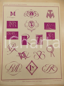 Stampa, bozzetto originale 1931 PANZANI Lettres modernes  PICAUD Chiffres, momogrammes, rehauts Pl. 43 1