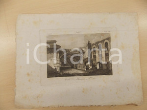 Stampa, bozzetto originale 1850 ca ROMA Villa di MECENATE a Tivoli Stampa CAVALIERI 25x37 cm nÂ° 126 1