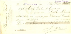 Documento originale, autentico 1933 PARMA Giovanni JENNI Formaggio parmigiano burro naturale Cambiale 1