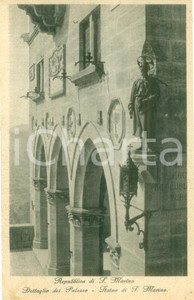 Cartolina originale da collezione 1937 REPUBBLICA DI SAN MARINO Dettaglio del palazzo con statua Cartolina FP NV 1