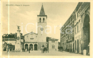 Cartolina originale da collezione 1935 ca SPOLETO PG Calesse in Piazza San Gregorio Cartolina FP NV 1