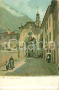 Cartolina originale da collezione 1925 ca CHIAVENNA SO Porta Santa Maria Cartolina ANIMATA FP VG 1