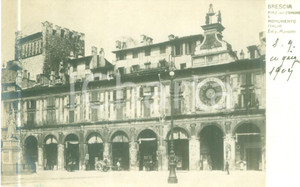 Cartolina originale da collezione 1909 BRESCIA Piazza del Comune e Monumento all Italia Cartolina FP NV 1