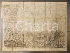 Mappa, planimetria storica 1866 DUFOUR Carte SUISSE FELDKIRCH  ARLBERG  Mappa 75x55 cm 1