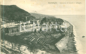 Cartolina originale da collezione 1930 ca VENTIMIGLIA IM Panorama di Levante e spiaggia Cartolina FP NV 1