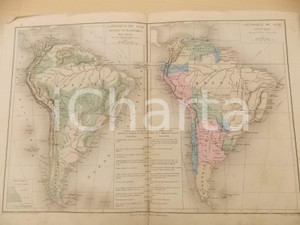 Stampa, bozzetto originale 1884 PARIS DRIOUX  LEROY Atlas universel AmÃ©rique du Sud 46x32 cm Ã©d. BELIN 1