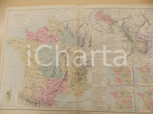 Stampa, bozzetto originale 1884 PARIS DRIOUX  LEROY Atlas universel France rÃ©gions agricoles 46x32 cm 1