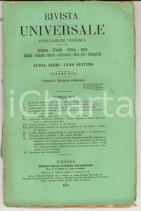 Giornale, rivista storica 1873 RIVISTA UNIVERSALE Iscrizioni cristiane di BERGAMO Anno VII nÂ° 124 1
