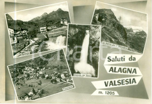 Cartolina originale da collezione 1963 ALAGNA VALSESIA VC Vedutine funivia cascate del SESIA Cartolina FG VG 1